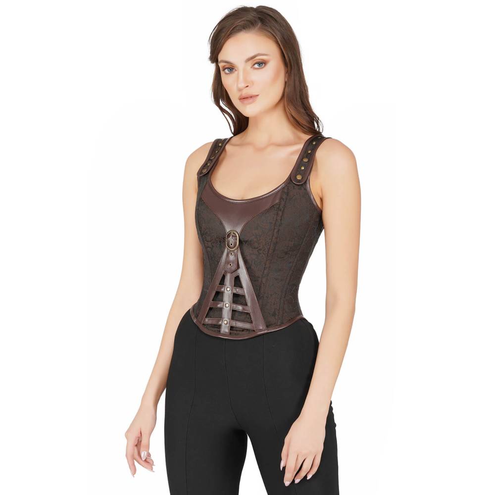 Attitude Corsets - Rebekah Haut corset - Marron